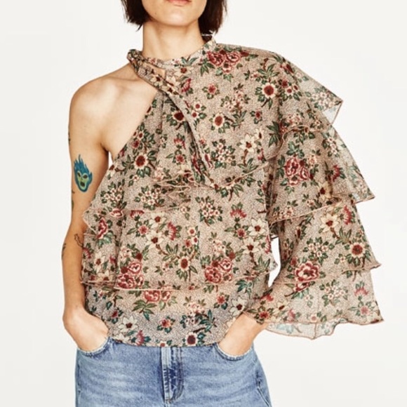floral one shoulder top